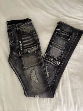 politics black men’s stacked jeans